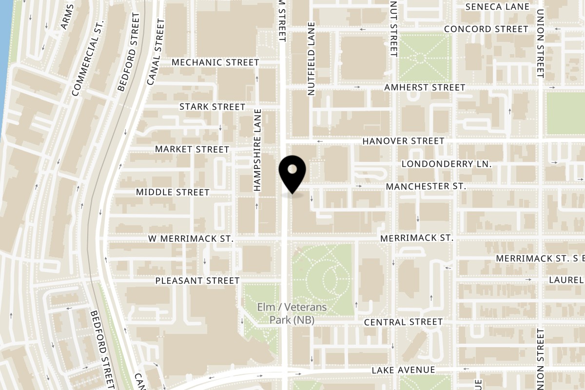 Map showing the location of Vallarta Tequila Bar on 827 Elm St in Manchester